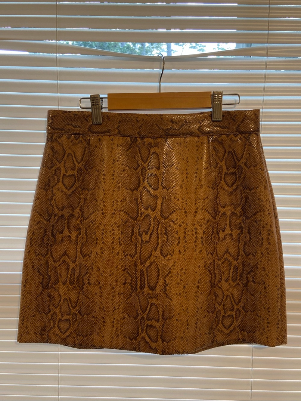 BB Dakota Faux Snakeskin Mini Skirt - Tan/Brown